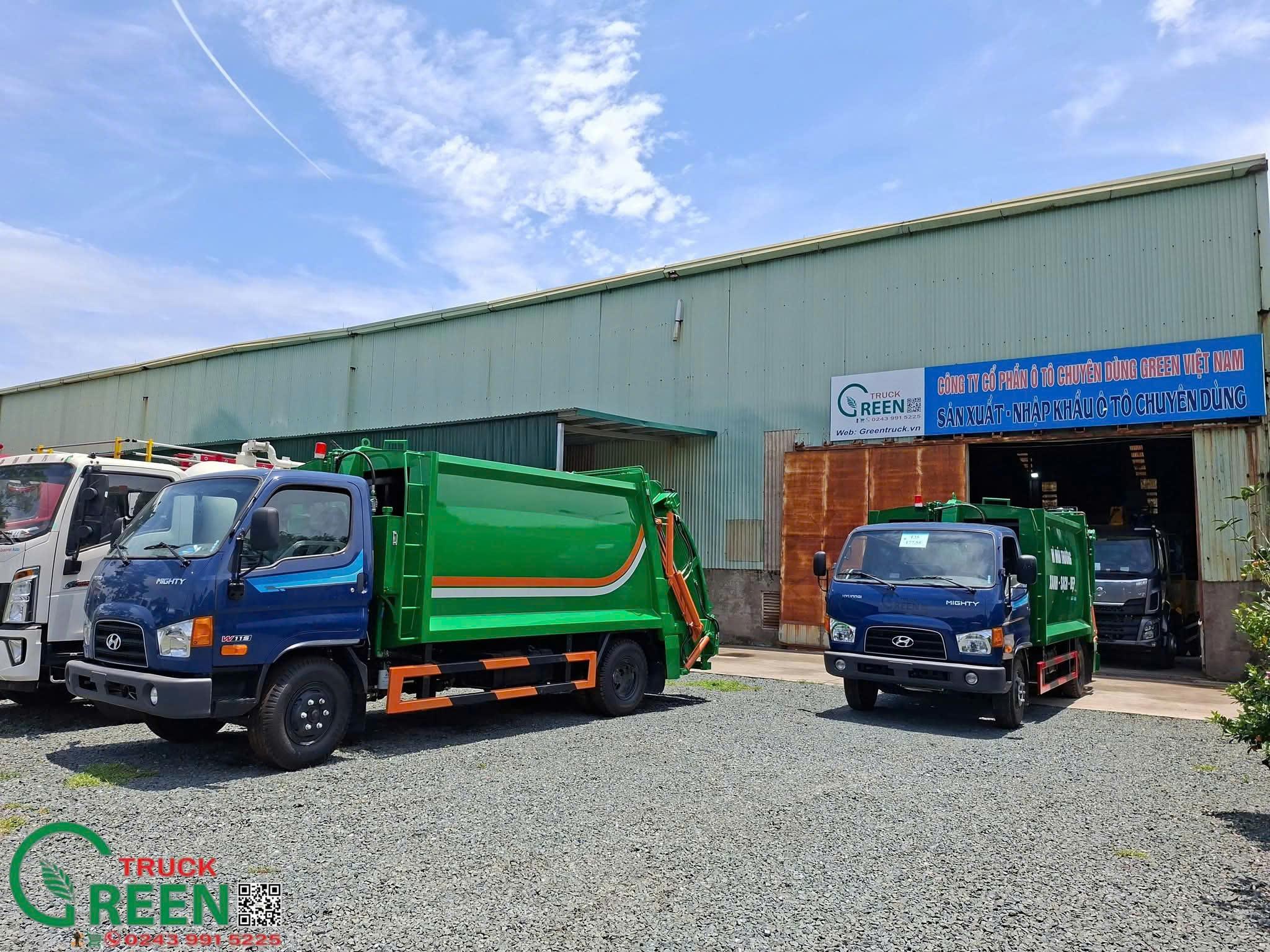 Xe chở rác gầu xúc 10 khối Hyundai W11S - Greentruck