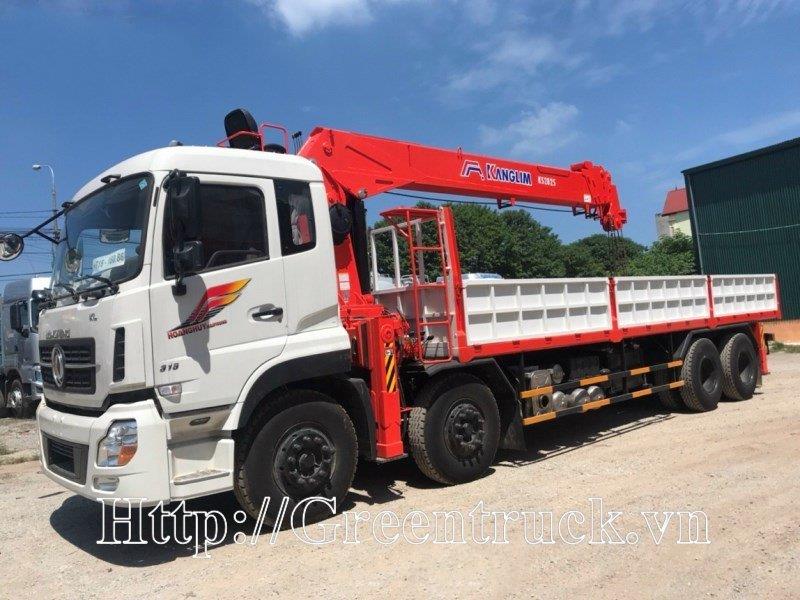 Xe tải 4 chân Dongfeng Hoàng Huy gắn cẩu Kanglim 12 tấn 
