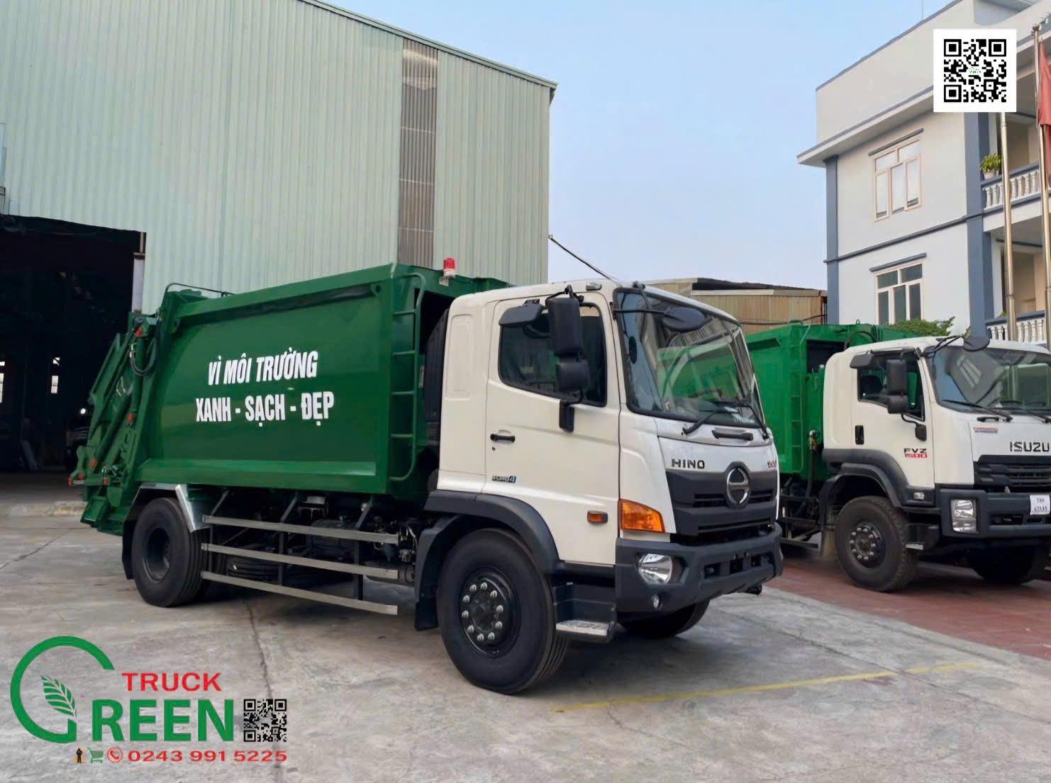 Xe cuốn ép rác 14 khối Hino - Xe chở rác Hino 14 khối